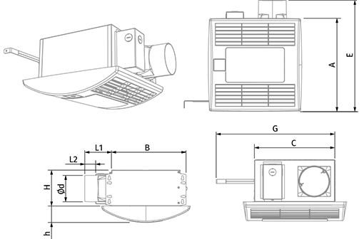 Blauberg Ceileo Compact 200 Light T - Dimensions