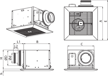 Blauberg Ceileo DC 150 T - Dimensions