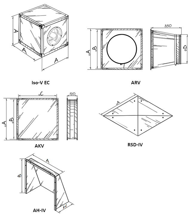Blauberg Iso-V EC 500 - Dimensions