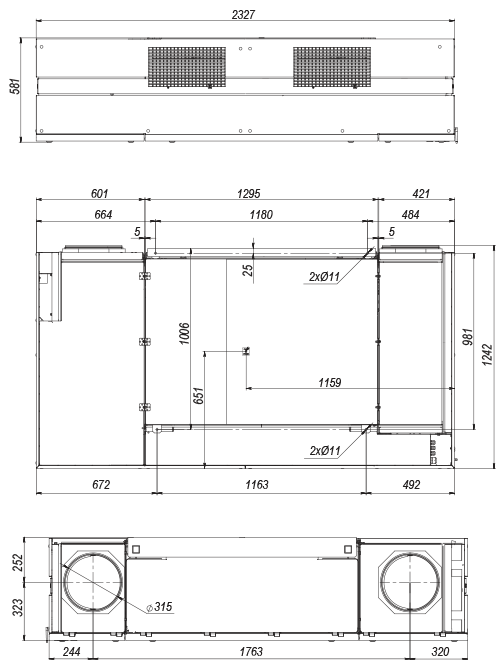 Blauberg CIVIC EC DBE 1000 S21 V.2 - Dimensions