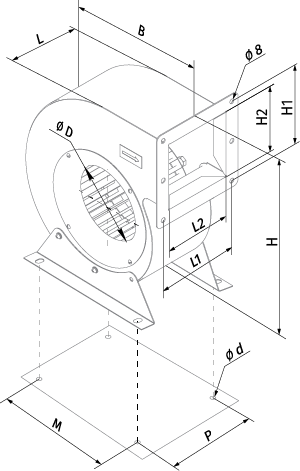 Blauberg Helix 225x102 4E - Dimensions