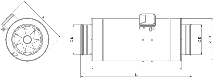 Blauberg Iso-Primo EC 250 - Dimensions